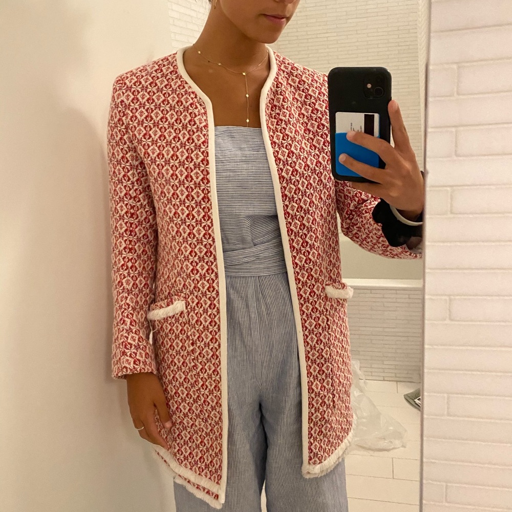 Zara Frayed Printed Coat - Picture 5 of 6